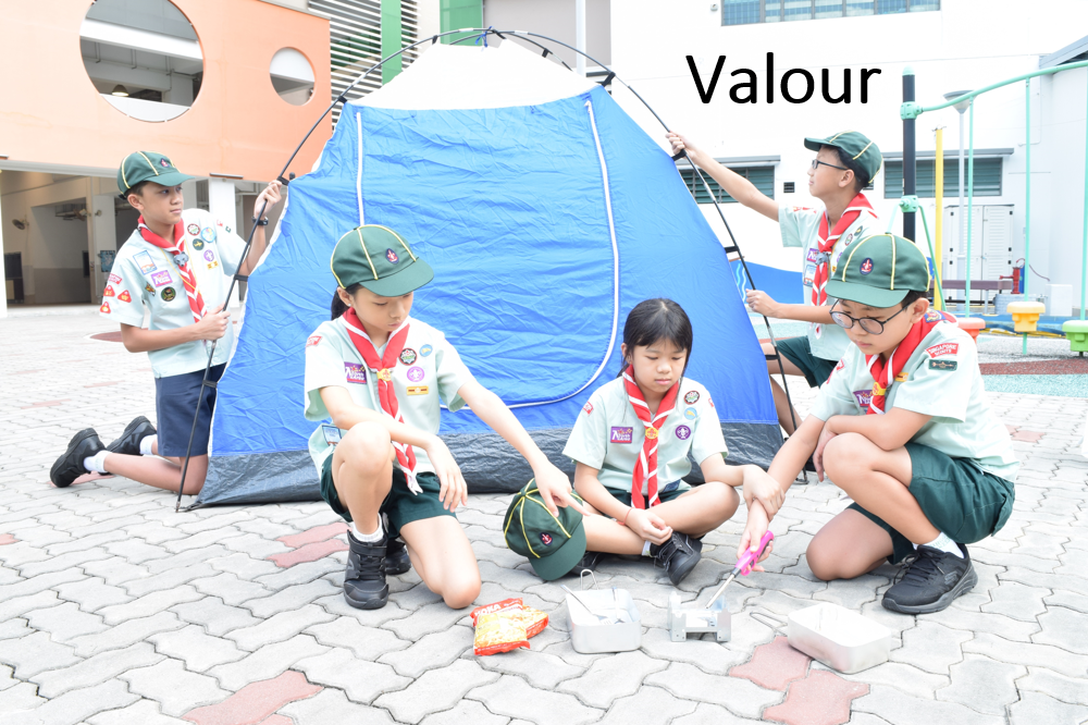 Students demonstrating one of the school core values "Valour"
